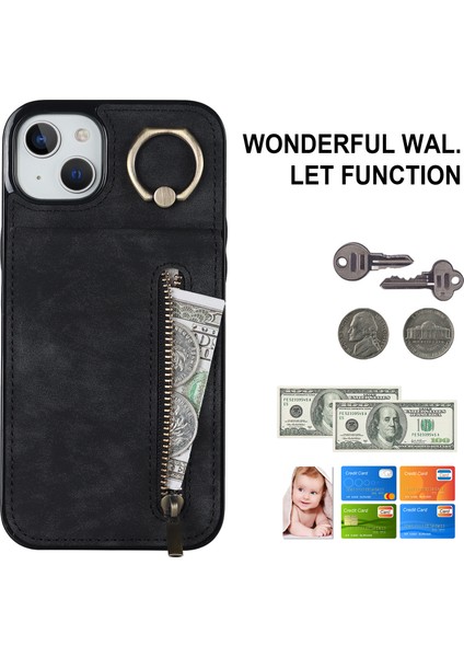 iPhone13/14 Için 6.1 Inç Telefon Kasası Rfıd Engelleme Cüzdan Retro Pu+Tpu Kickstand Cover-Black (Yurt Dışından) fırsatları