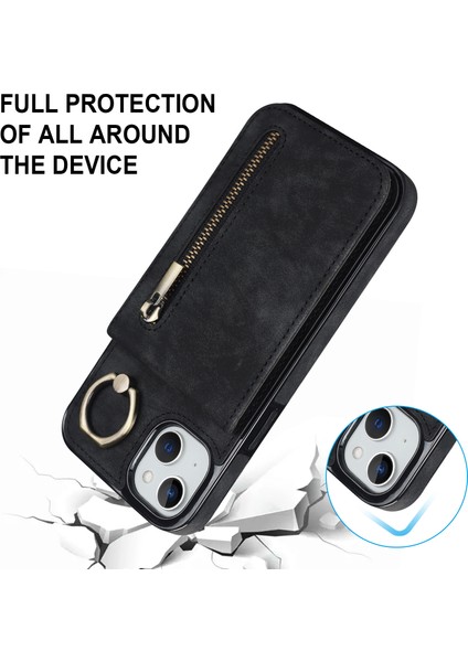 iPhone13/14 Için 6.1 Inç Telefon Kasası Rfıd Engelleme Cüzdan Retro Pu+Tpu Kickstand Cover-Black (Yurt Dışından) indirimleri