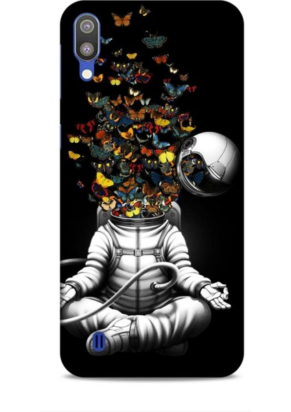 Samsung Galaxy M10 Kılıf Caliburn 1 Astronot ve Kelebekler Telefon Kılıfı