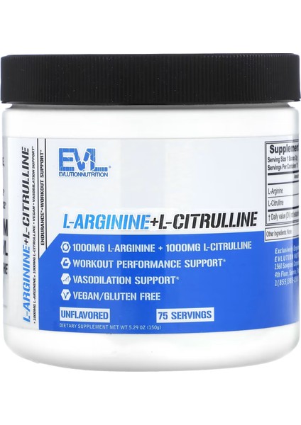 L-Arginine+L-Citrulline Unflavored 5.29 Oz (150 G)