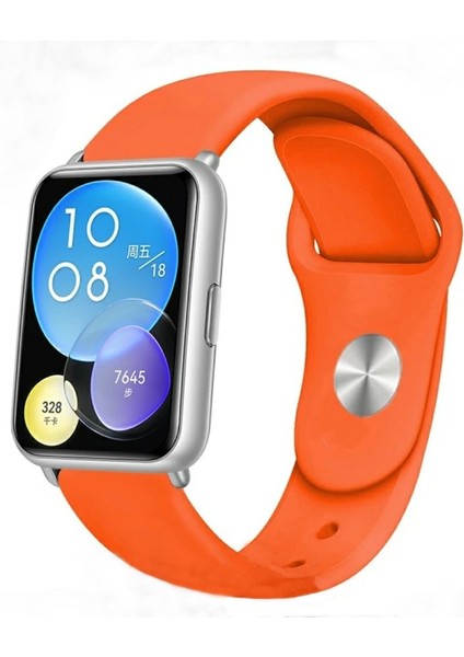 Huawei Watch Fit 2 Turuncu Jel Silikon Kordon + Pim Çevirici Aparatı