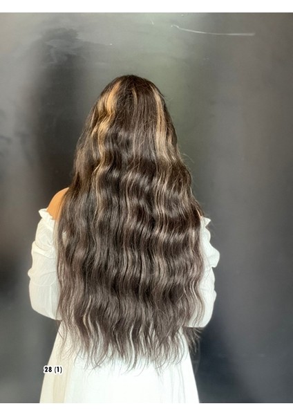 80 cm Ekstra Uzun ve Gür Işıltılı %100 Doğal Gerçek Saç Tül Peruk Orjinal Insan Saçı
