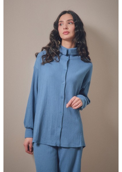 Fullamodest Gömlek Yaka Bürümcük Kumaş İkili Takım fiyatları