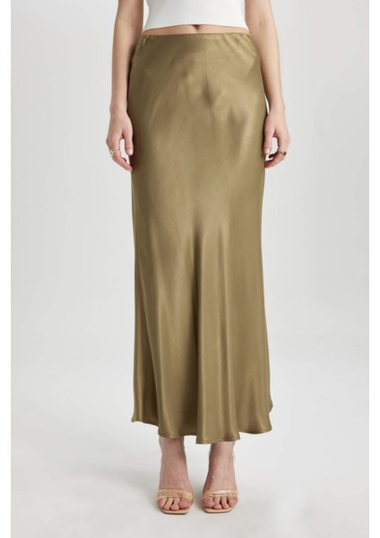 A Kesim Normal Bel Saten Midi Etek B1867AX24SP fırsatları