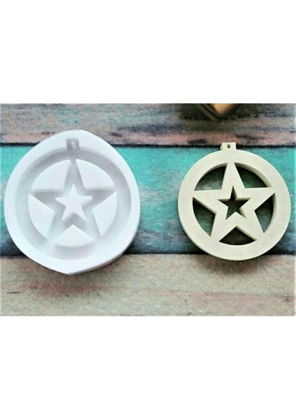 Yuvarlak içinde Yıldız Askı Silikon Kalıp K-222, Kokulu Taş Sabun Alçı Mum Kalıbı modelleri