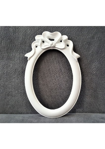 Kurdele Kabartmalı 18CM Oval Çerçeve Silikon Kalıp K-232
