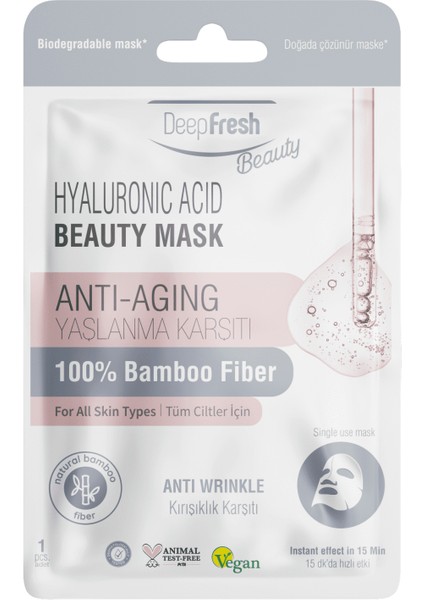 Deep Fresh Tek Kullanımlık Hyaluronic Acid Yaşlanma Karşıtı Yüz Maskesi Tekli