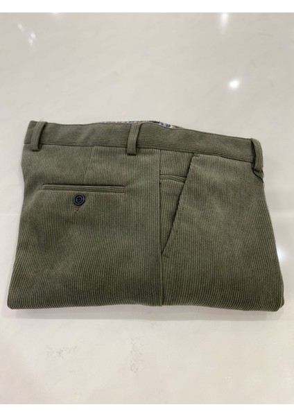 Rahat Kesim Kışlık Içi Polarlı Açık Yeşil Erkek Kadife Pantolon modelleri