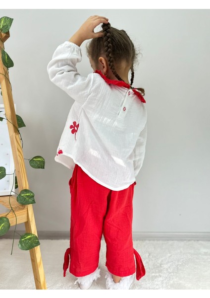 Çiçek Desenli Bebe Yaka Lüx Kalite Salaş Müslin Kız Bebek/çocuk Ikili Takım modelleri
