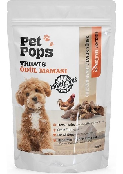 Freeze-Dried Köpek Ödülü Tavuk Yüreği 40 gr