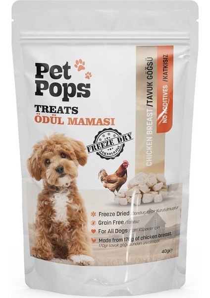 Freeze-Dried Köpek Ödülü 100% Tavuk Göğsü 40 gr