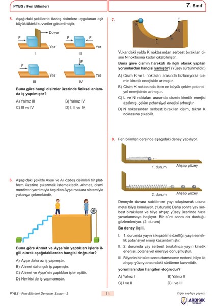 Ardışık Yayıncılık 7. Sınıf 2025 Bursluluk Deneme Sınavı 2025 Sınav Sistemine Uygundur