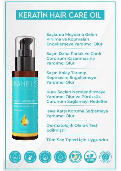 Aşırı Yıpranmış Saçlar Için Keratin Saç Bakım Yağı 100 ml