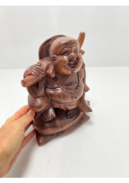 Ahşap Gülen Buda Biblo Ayakta 20 Cm-Bereket Heykelciği fiyatları