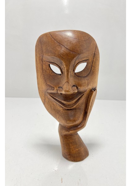 Ahşap Gülümseyen Maske/askılı Duvar Dekoru Büyük Boy