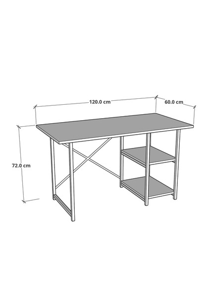 Metal Kitaplık 5 Raflı + 60X120 cm Çalışma Masası Beyaz