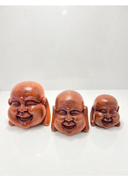 Ahşap Gülen Buda Kafası Biblo 12 cm indirimleri