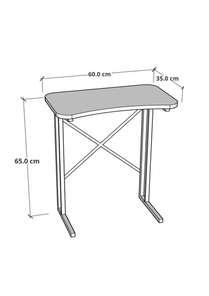 Furnature Design Metal Ayaklı Laptop Sehpası Kahvaltı Masası Çalışma Sehpası Atlantik Çam 60X35