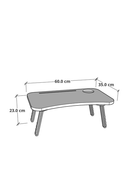 Furnature Design Katlanır Laptop Sehpası Mdf Tablet Bardaklık Çalışma Yatak Kahvaltı Masası Sehpası 60X35 cm