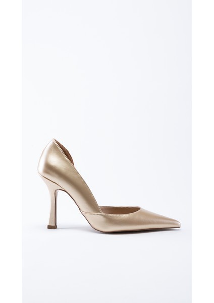 Gleen Gold Yan Detaylı Abiye Stiletto