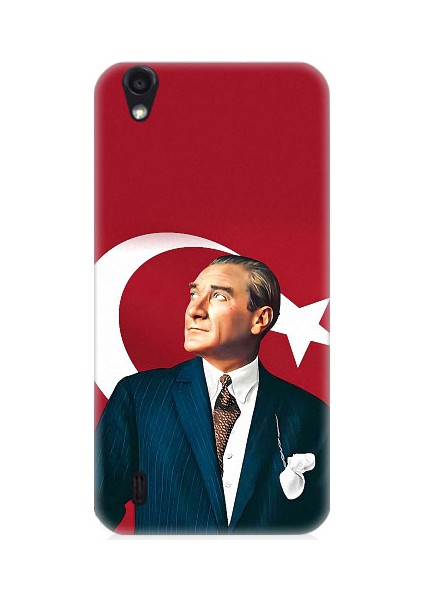 Vestel 5000 Uyumlu Mustafa Kemal Atatürk ve Bayrak Desenli Silikon Kılıf