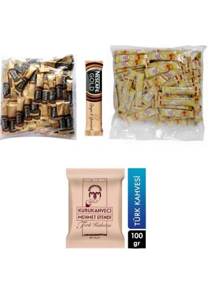 Nescafe Gold 2 gr Coffe Mate 5 gr Mehmet Efendi 100 gr