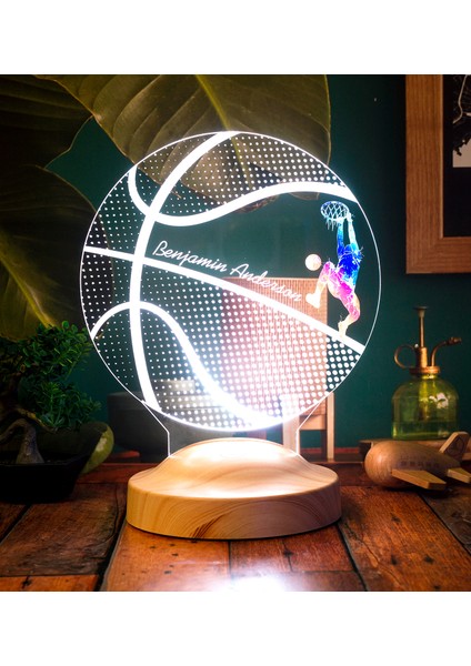 Basketbol Severlere Hediye, Isimli Basketbolcu Hediyesi 3D LED Lamba, Basketbol Topu