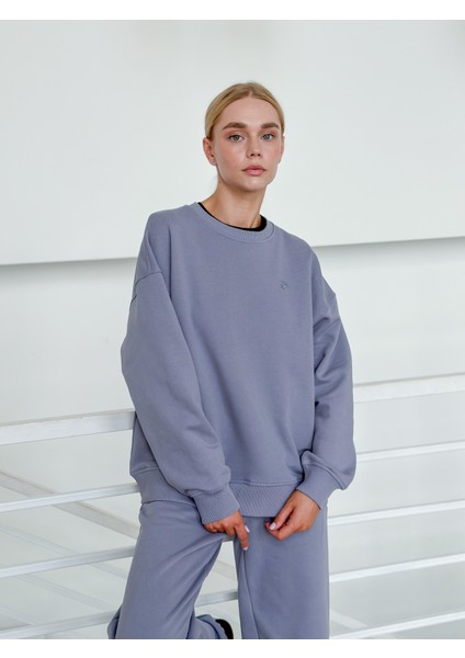 Kadın Gri Oversize Sweatshirt