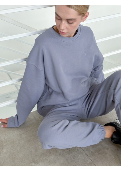 Kadın Gri Oversize Sweatshirt