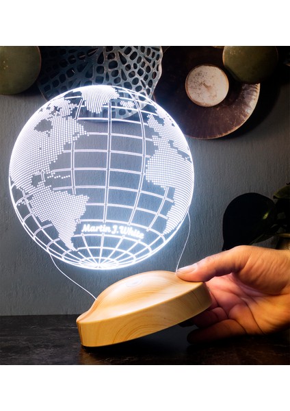 Dünya Haritası Figürlü 3D LED Gece Lambası, 3 Boyutlu Küre Dünya Haritası LED Lamba