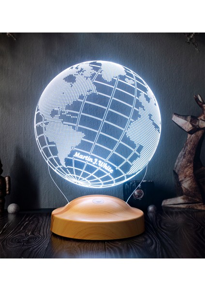 Dünya Haritası Figürlü 3D LED Gece Lambası, 3 Boyutlu Küre Dünya Haritası LED Lamba