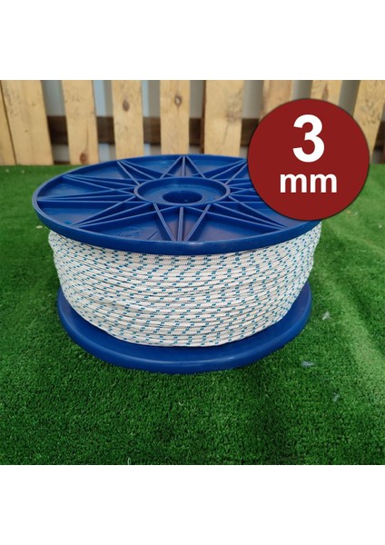 3 mm 50 Metre Soylu Halat Örgü Iskota Halat Denizci Tekne Halatı Salıncak Ip Dağcı Ip Halat