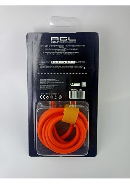 Iphone Uyumlu Usb-C To Lightning 3.0A Şarj Kablosu 27W 120 cm Turuncu