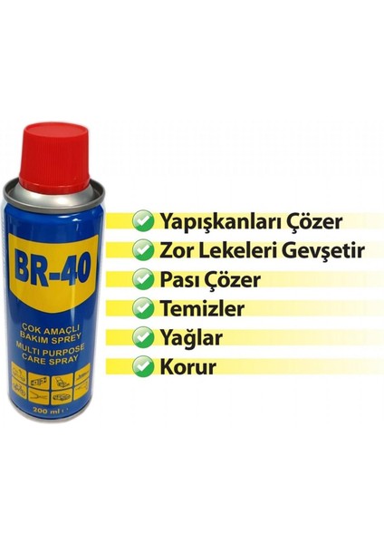 Br-40 Çok Amaçlı Hızlı Yağlayıcı, Pas Sökücü Sprey 200 Ml. 0850120 fiyatları