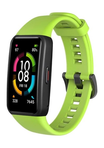 Huawei Band 6 ve Honor Band 6 Uyumlu Soft Silikon Kordonu Açık Yeşil
