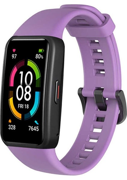 Huawei Band 6 ve Honor Band 6 Uyumlu Soft Silikon Kordonu Mor