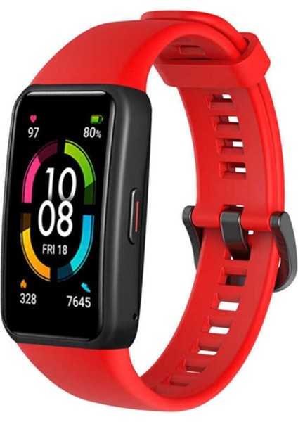 Huawei Band 6 ve Honor Band 6 Uyumlu Soft Silikon Kordonu Kırmızı