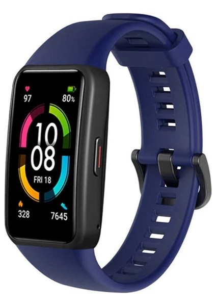 Huawei Band 6 ve Honor Band 6 Uyumlu Soft Silikon Kordonu Lacivert