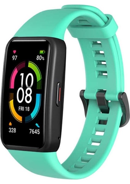 Huawei Band 6 ve Honor Band 6 Uyumlu Soft Silikon Kordonu Turkuaz