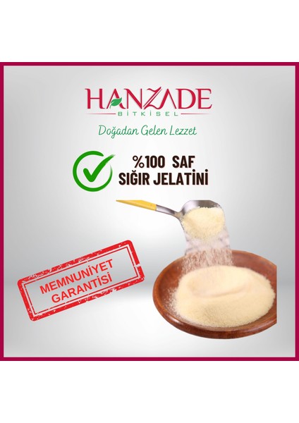 Hanzade Bitkisel Toz Jelatin 250 gr %100 Saf Sığır Jelatini 240 Bloom