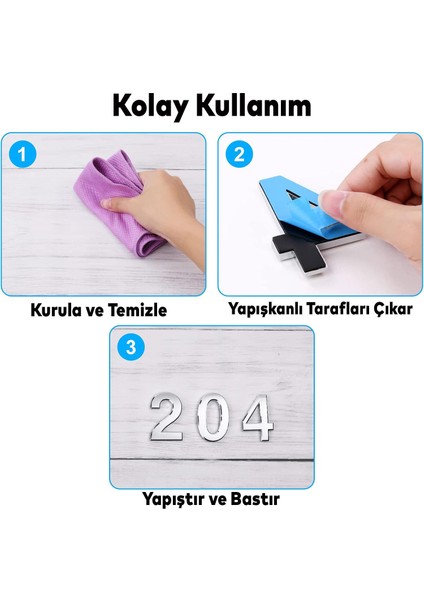 Kapı Numarası Yapışkanlı Parlak Krom Numaraları 37.5 mm 8 Numara Rakam Sayı