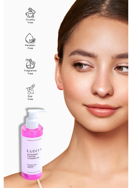 Ludita Lekeli Ciltler Için Arındıcı Yüz Yıkama Jeli (Hibiscus Özlü)