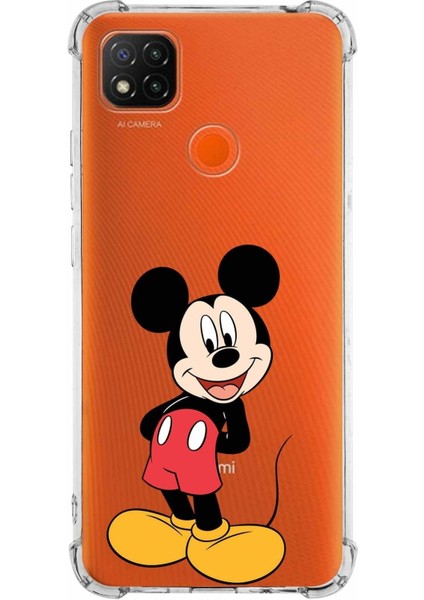Xiaomi Redmi 10A Köşe Korumalı Antişok Kapak Mickey Mouse Tasarımlı Şeffaf Kılıf
