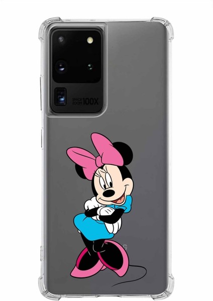 Samsung Galaxy S20 Ultra Köşe Korumalı Antişok Kapak Minnie Mouse Tasarımlı Şeffaf Kılıf