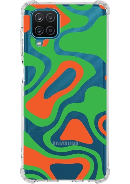Samsung Galaxy M12 Köşe Korumalı Antişok Kapak Renkli Desen Tasarımlı Şeffaf Silikon Kılıf