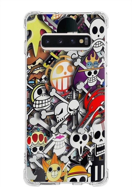 Samsung Galaxy S10 Plus Köşe Korumalı Antişok Kapak Anime Tasarımlı Şeffaf Silikon Kılıf