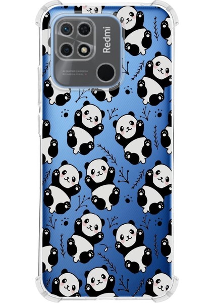 Redmi 10C Köşe Korumalı Antişok Kapak Panda Tasarımlı Şeffaf Kılıf