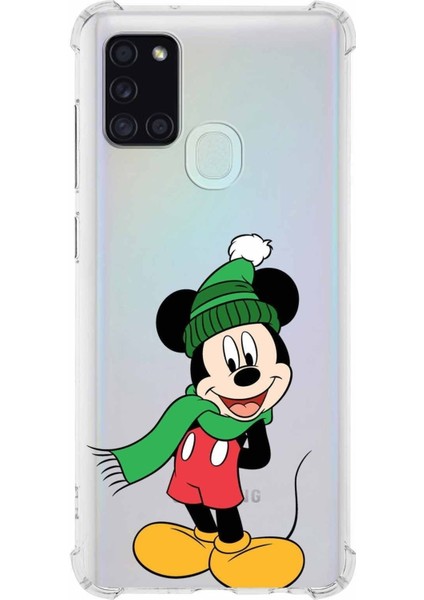 Samsung Galaxy A21S Köşe Korumalı Antişok Kapak Mickey Mouse Tasarımlı Şeffaf Kılıf