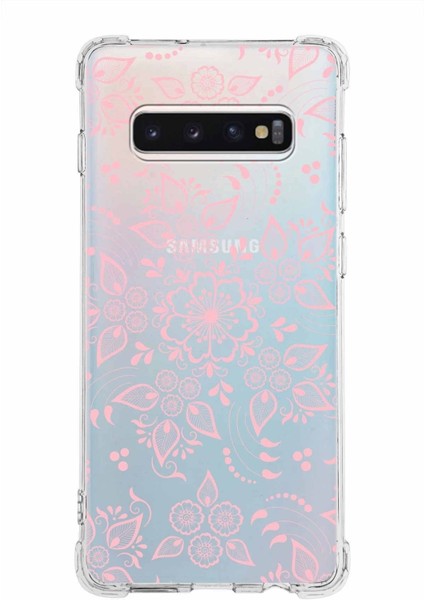 Samsung Galaxy S10 Plus Köşe Korumalı Antişok Kapak Nostalji Desen Tasarımlı Şeffaf Kılıf