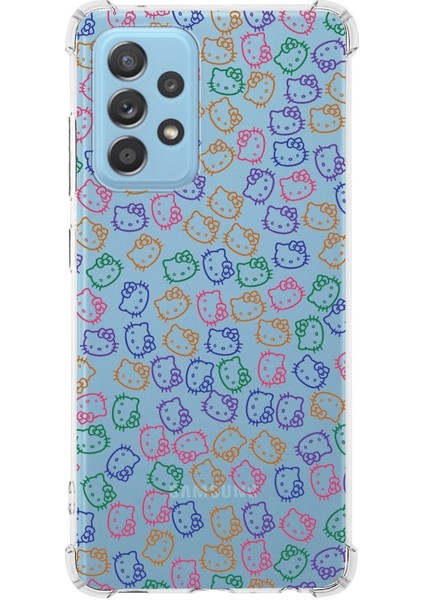Samsung Galaxy A52S Uyumlu Köşe Korumalı Antişok Kapak Hello Kitty Tasarımlı Şeffaf Kılıf